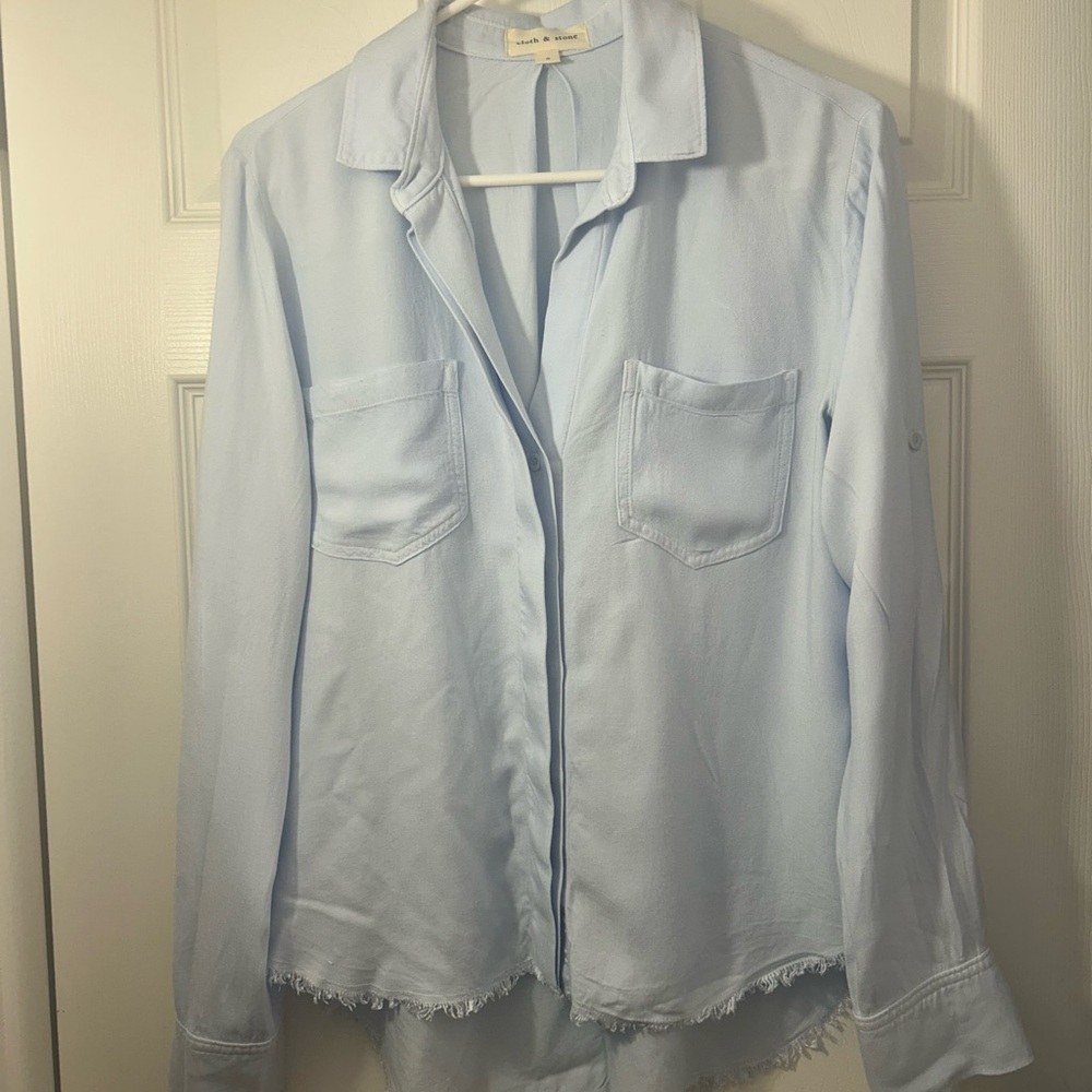 Cloth & Stone Sky Blue Button-Up Blouse